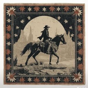 Western Cowboy Horse Bandana Scarf | Vintage Style Square | Southwestern Rider